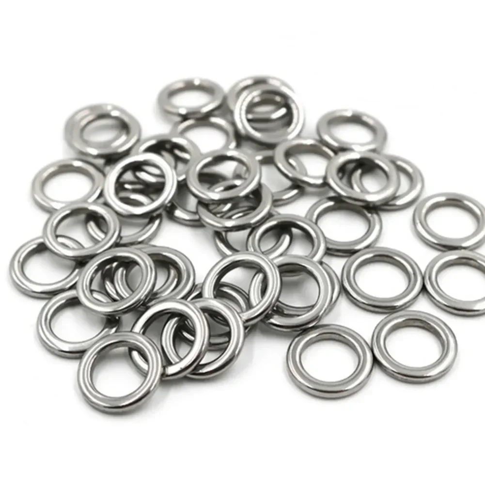 50Pcs Stainless Steel Fishing Solid Seamless Snap Split Rings Lures Tackle Connector Anti-Rust Fishing Tackle Accessories