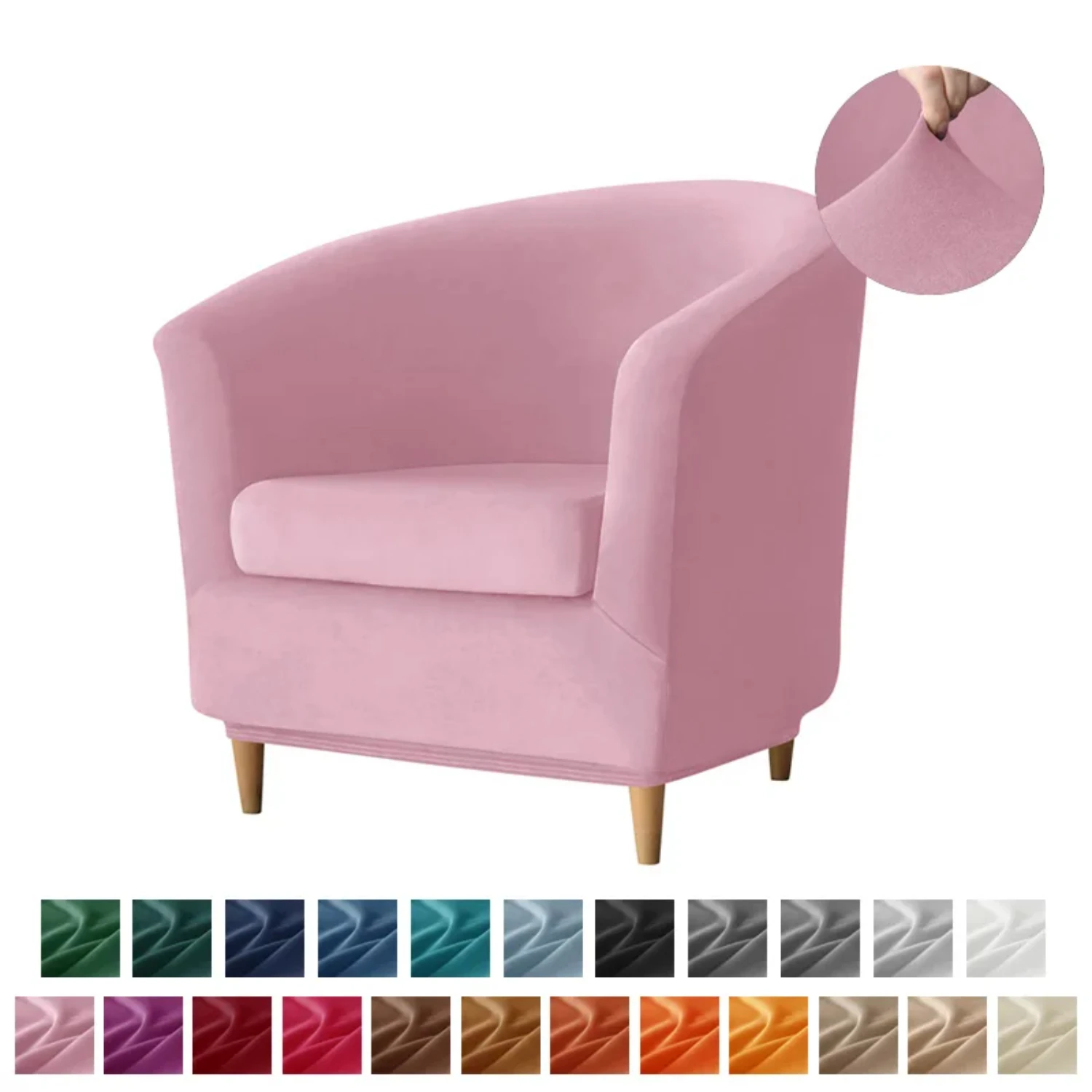 Soft and Luxurious Velvet Club Sofa Cover - Stretchy Armchair Slipcover for Solid Color Single Sofa Chair - Cozy Bath Tub Seat C