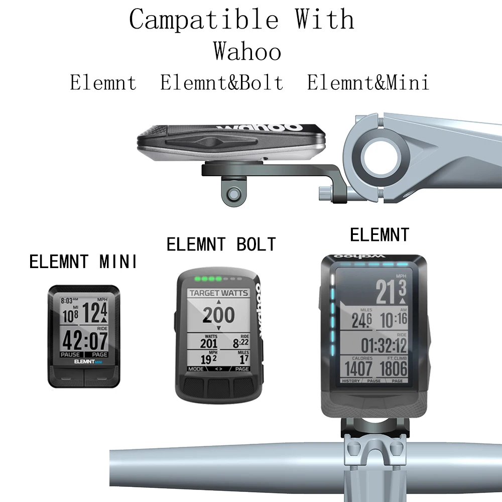 Combo frontal de montaje extendido para Wahoo Elemnt, montaje de bicicleta para Elemnt Bolt Elemnt, Mini Cámara de Acción deportiva y luces de bicicleta