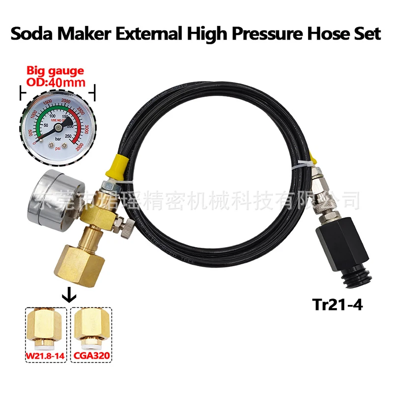 

CGA320 to TR21-4 Soda Maker Co2 Tank Cylinder Direct Adapter with 1.5 Meter High-Pressure Hose, Soda Maker direct Connector