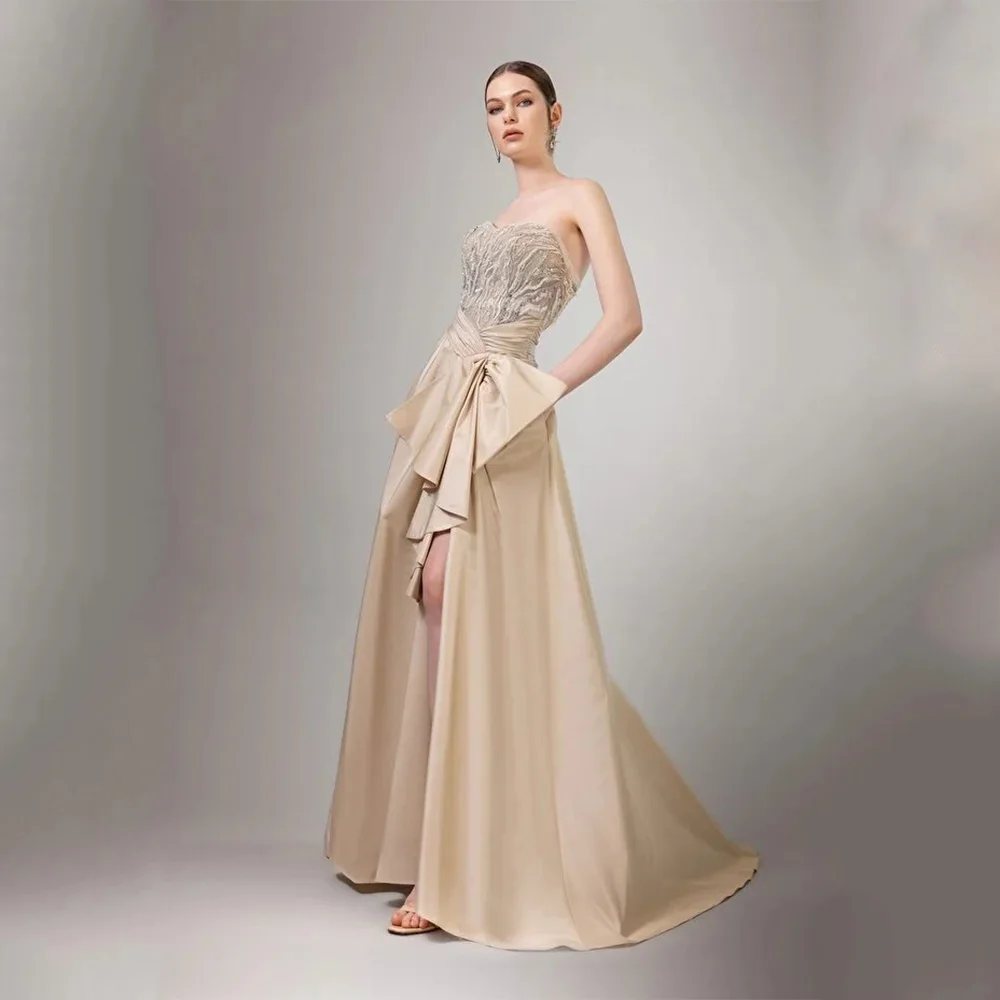 

DRESS FORU Exquisite Evening Dress Jersey for Floor-Length Sweetheart Sleeveless Prom Dress Beading Robes De Soirée Customized