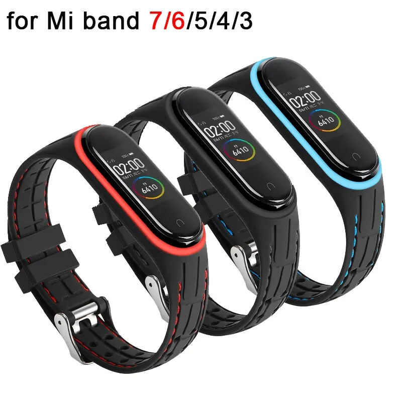 Strap for Mi Band 7 6 5 4 3 Watchband Sport Silicone Smartwatch Bracelet for Xiaomi Mi Band 6 4 7 5 Strap Accessories Wristband