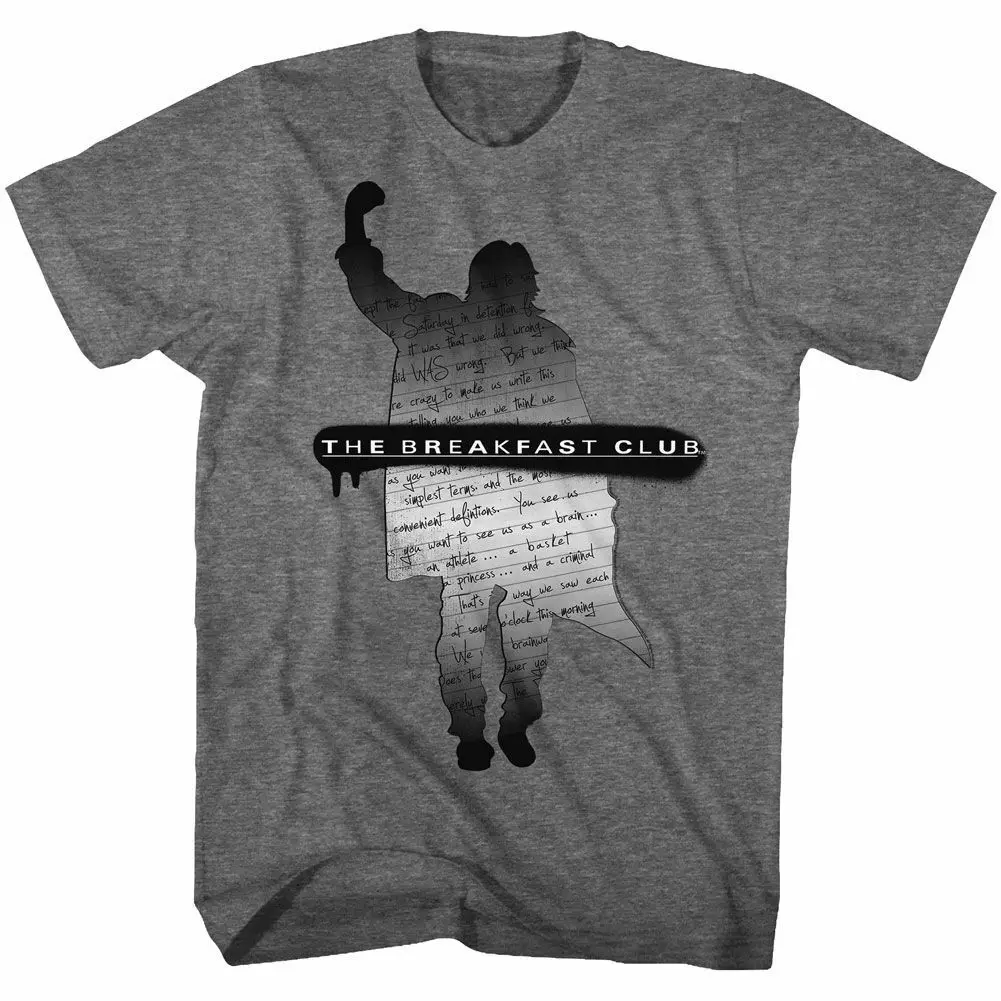 Breakfast Club Silhouette Note Graphite Heather Adult T Shirt