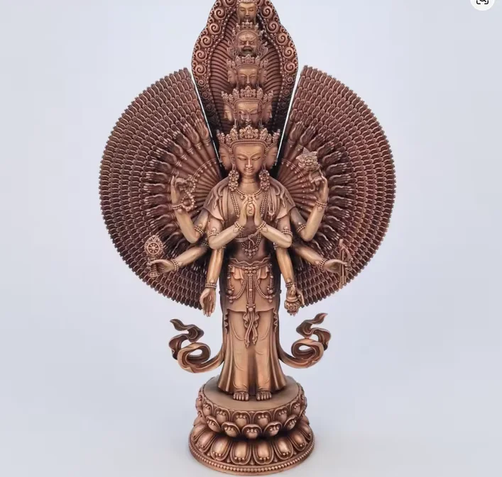 Exquisite Red Copper carving Thousand-hand Guanyin buddha statue Kwan-yin Avalokitesvara sculpture,50cm,33cm,23cm