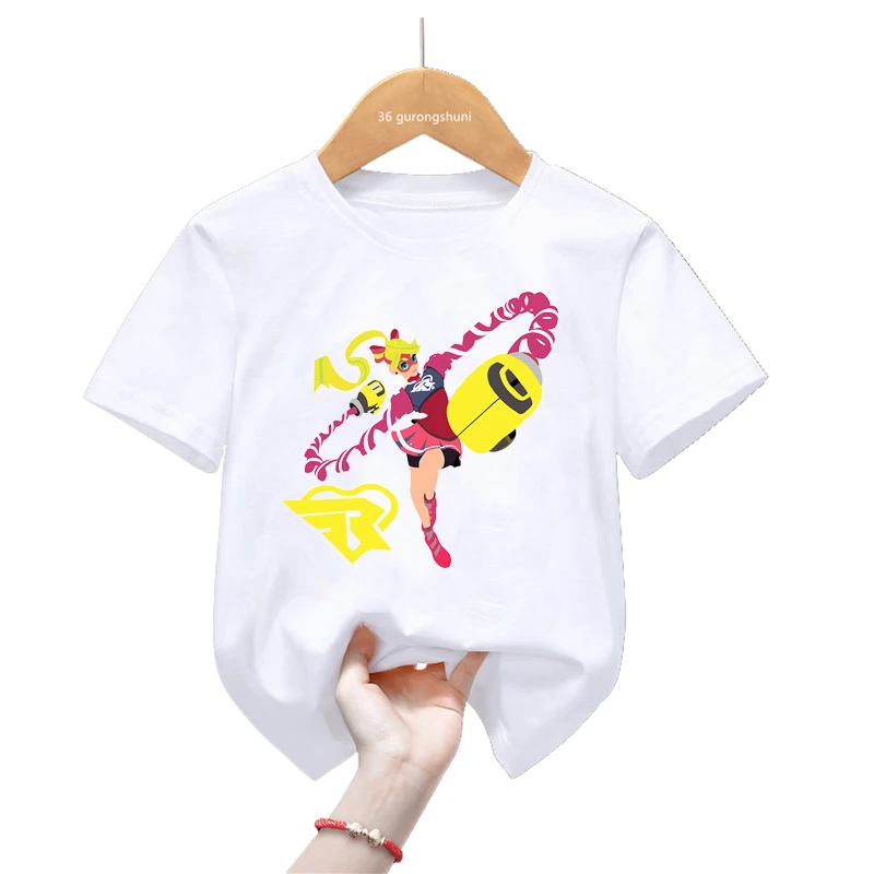 Ribbon Girl Cartoon Print T Shirt Girls Funny Kids Clothes Harajuku Shirt Kawaii Children'S Clothing Summer Fashion T-Shirt