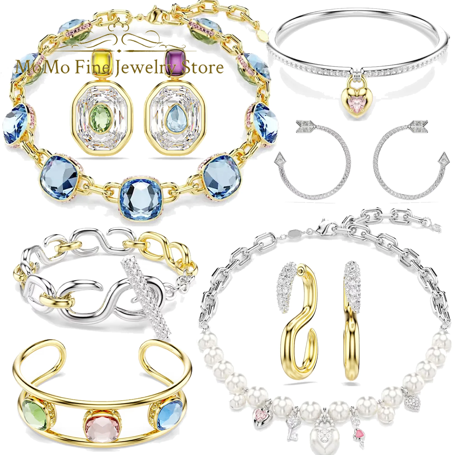 2026 Exquisite Luxury Party Jewelry Set Charm White Heart Shaped Rose Gold Shell Crystal Pendant Women Fashion Necklace Earrings