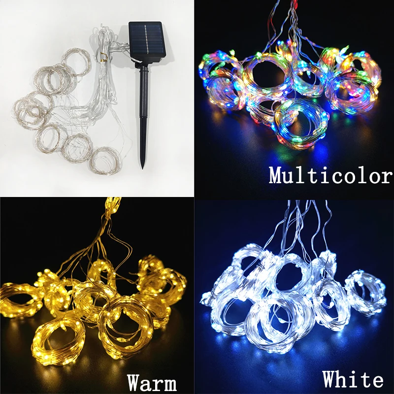 1 Pack 600/300/200/100LED Solar Curtain String Lights Outdoor 8 Lighting Modes Curtain Fairy Lights For Wedding Party Decoration