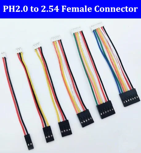 

new PH2.0 2P 3p 4p 5p 6p female to 2.54 2pin / 3pin / 4pin / 5pin /6pin connector with cable 100mm wire 26AWG