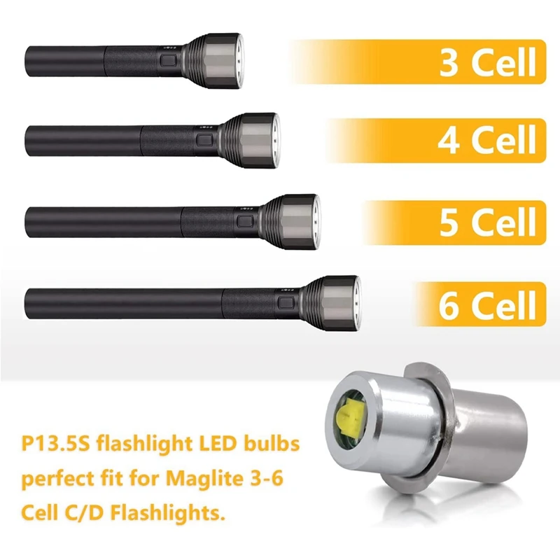 PWS Light Led Conversion Kit For Maglite LED Conversion Kit, 3W DC 6-24V LED Flashlight Bulb, Maglite 3-16 Cell Flashlight