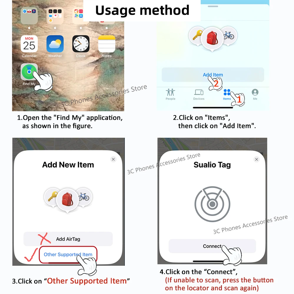 Inteligentne urządzenie lokalizacyjne F2 Smart Airtag GPS Anti-Lost do iPhone'a iPada iOS Find My App Bluetooth Tracker Lokalizator Kluczy/Zwierząt/Dzieci