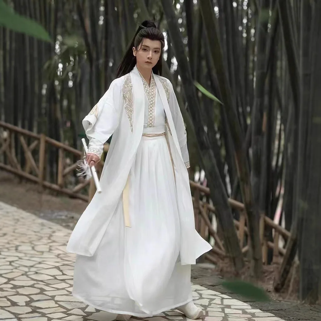Han Clothing Men's Song Style Embroidered Ancient Costume Chivalrous Scholar Handsome Spring and Autumn