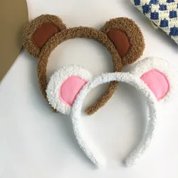 Y1UB Soft Bear Ears Headbands Plush Mouse Ears Hair Hoop for Washing Face Cartoon Animal Hairbands Halloween Costume