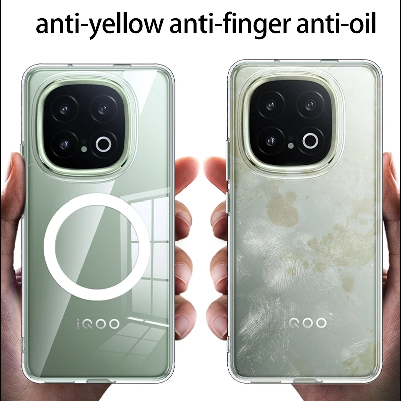 Per IQOO 12 13 Custodia per telefono con bordo magnetico in silicone morbido Adsorbimento di ricarica wireless Custodie per cover posteriore per PC opaca antiurto