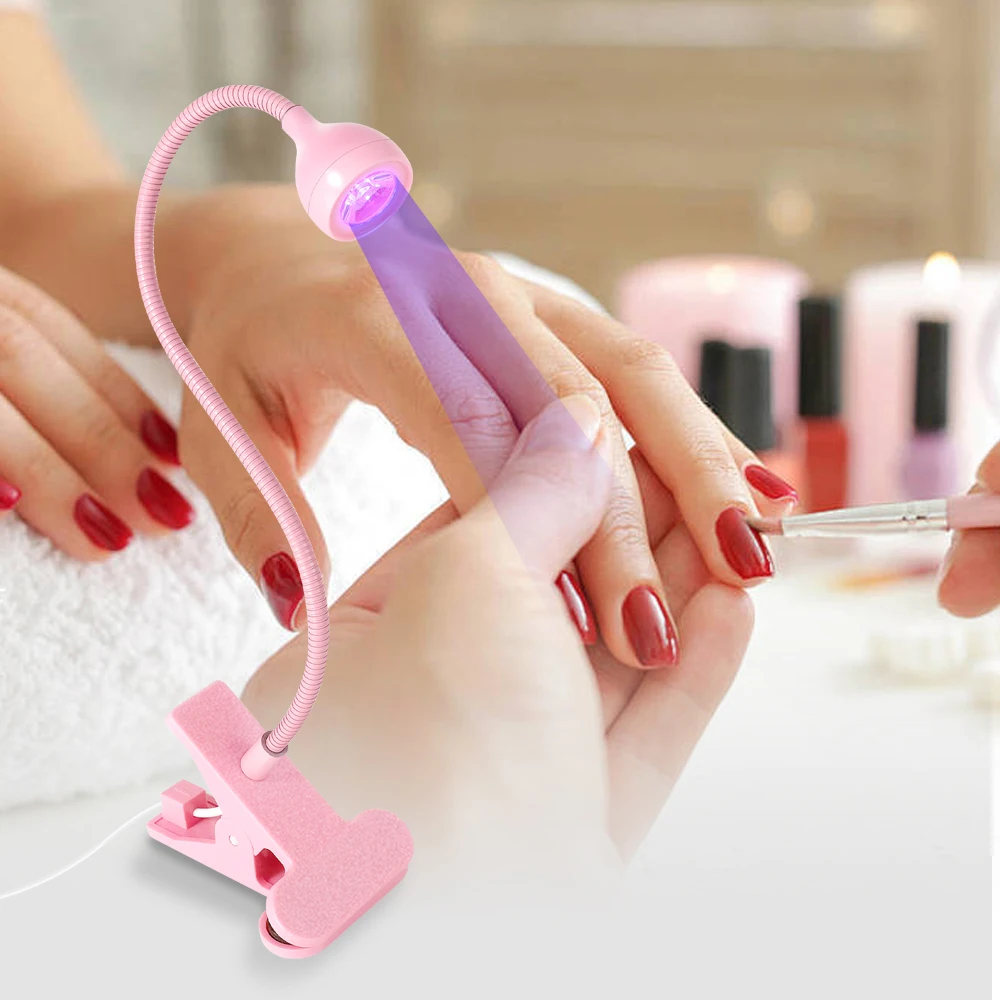 Nail LED UV Lamp for Drying Gel Nails Polish Clip-On Flexible Desk Mini Portable USB Nail Lamp UV Light Dryer for Manicure Salon