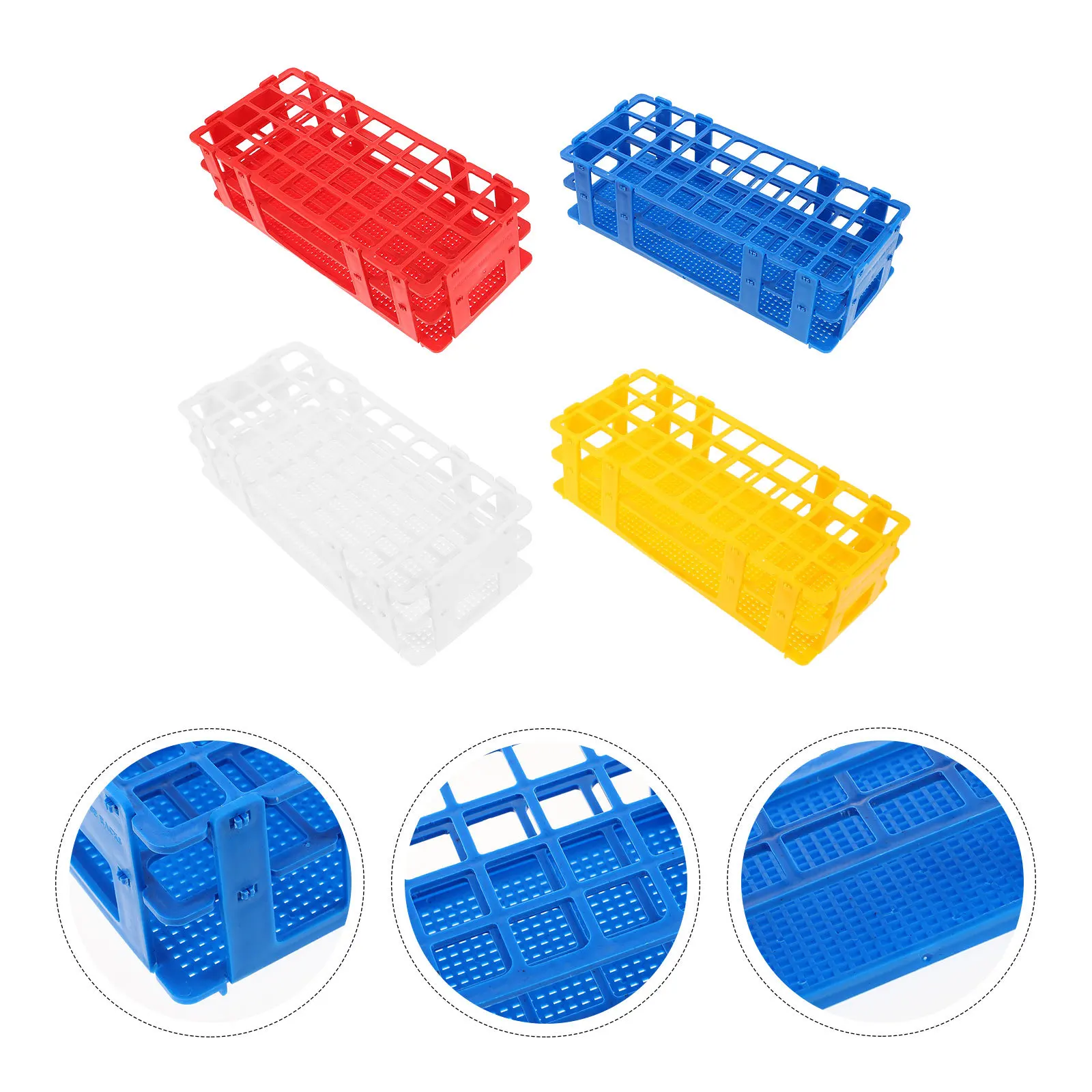 

4Pcs Test Tube Rack Plastic Lab Holder Detachable Stand for Scientific Experiments Microcentrifuge Tube Storage Organizer