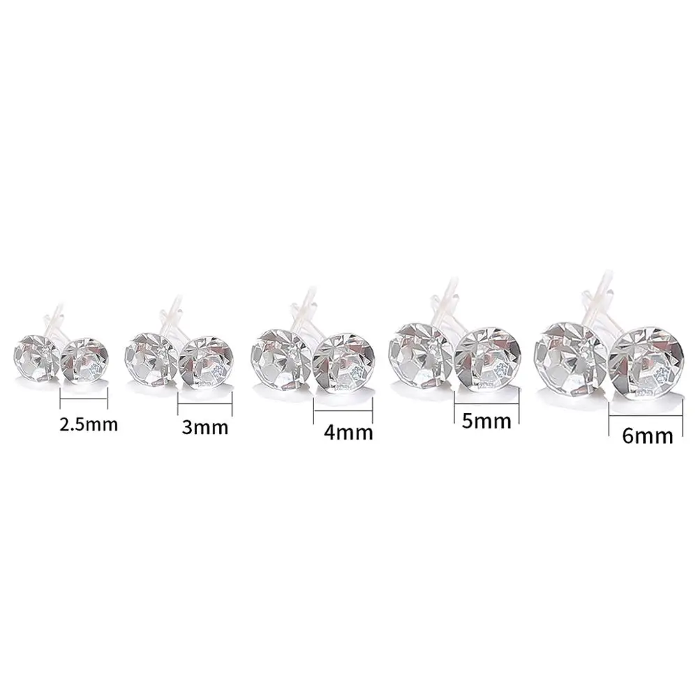 20 Pair/Set Women Girl Rhinestone Crystal Ear Stud Earrings Party Elegant Simple Daily Wear Earring Jewelry Gift 2.5 3 4 5mm