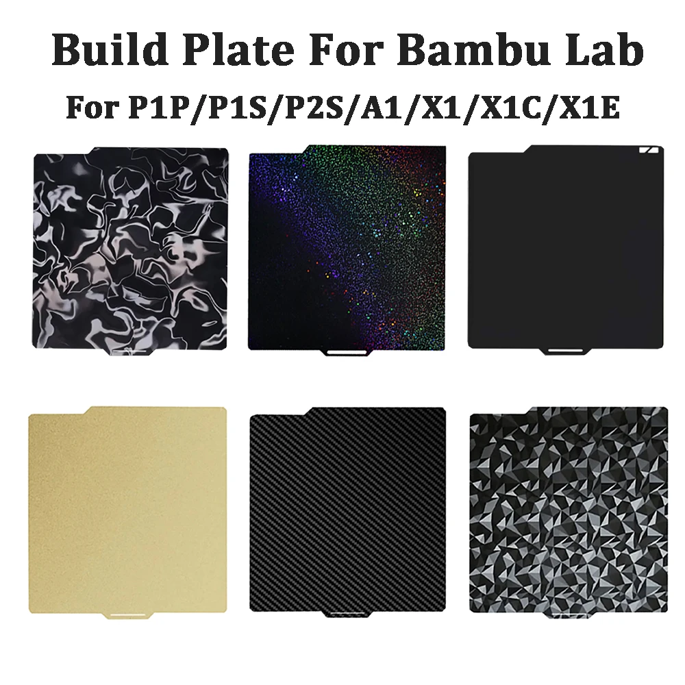 

Пластина для 3D-принтера 257x257 для Bambu Lab P1S A1 X1C P2S, текстурированная PEI H1H, PEY, PEO, из пружинной стали, для Bambulabs X1 Carbon, Bambulab P1P