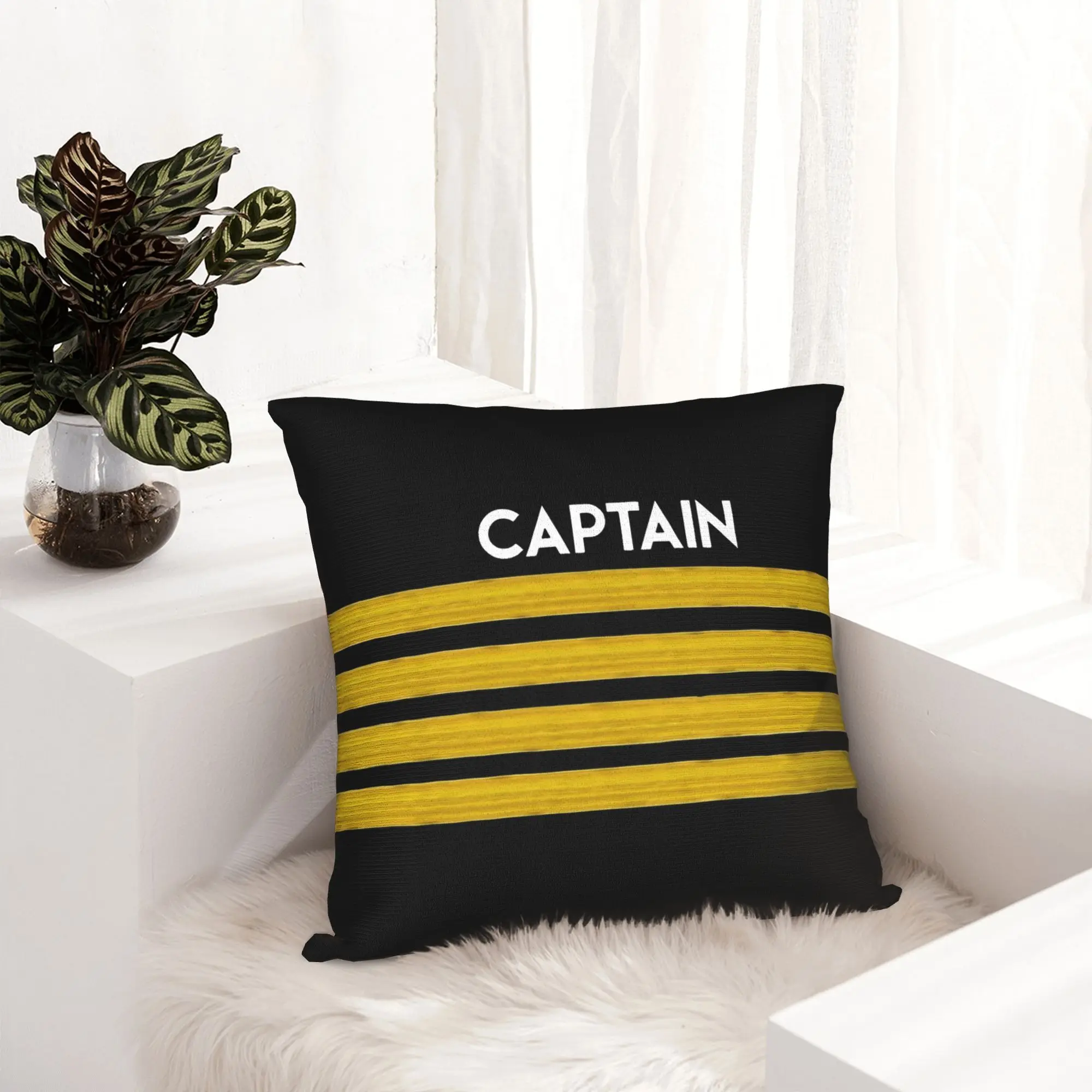 1pc Airplane Airport Pilot Stripe Polyester Pillow Cover, Home Chair Decor Cushion Case