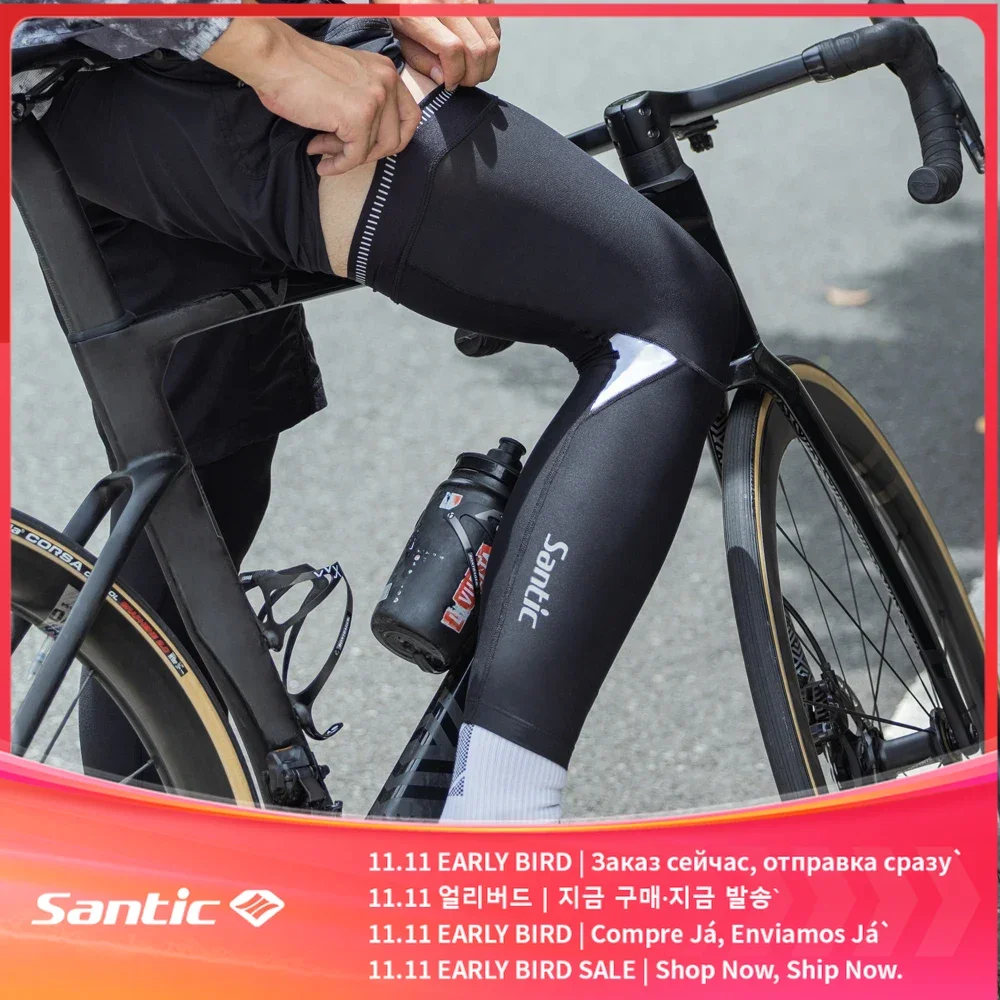 Santic Cycling Legwarmers Winter Protection Mountain Bikes Compression Plush Windproof and Warm Cycling Legwarmers K3P154