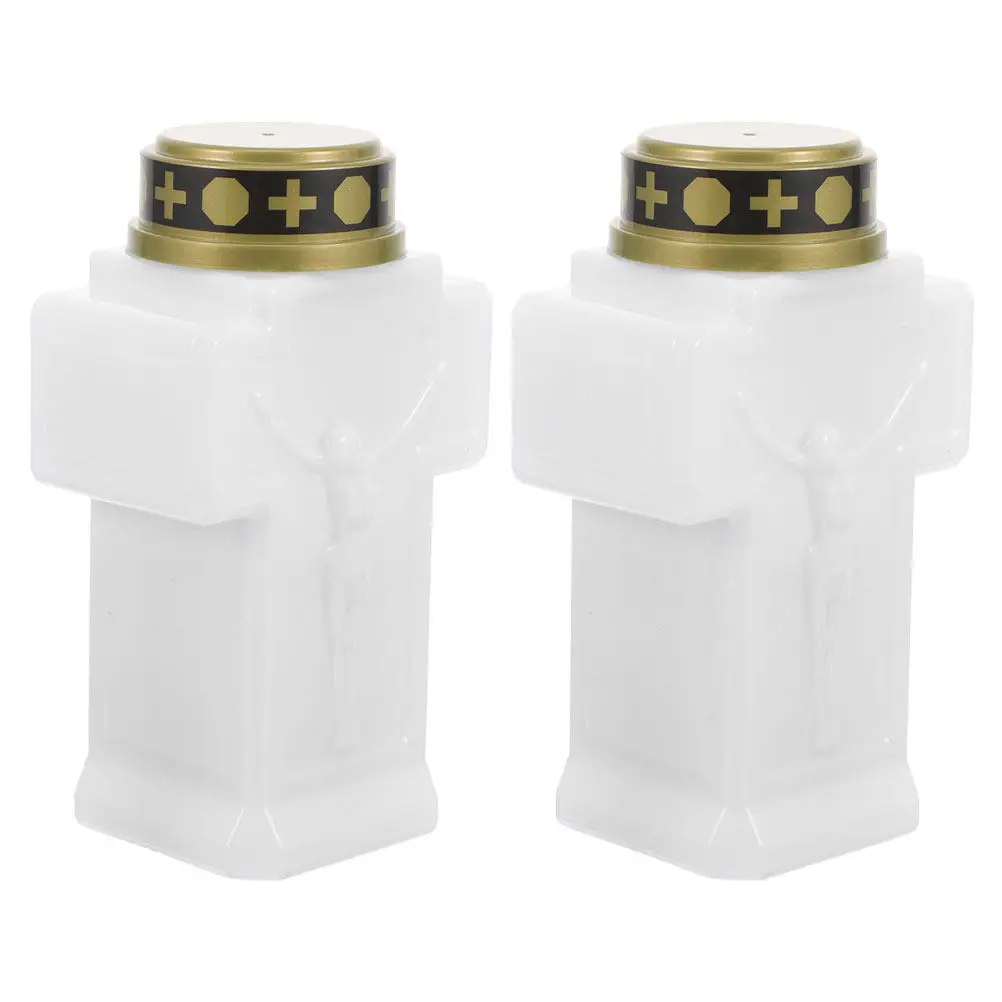 

2 шт. Декоративные беспламенные электрические светильники на батарейках для кладбища, могилы, мемориала, сада, улицы, ночного освещения