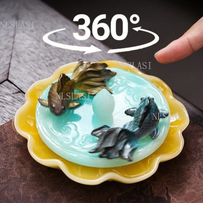 1 set Heat Sensitive Color Changing Goldfish Tea Pet Resin Figurine Ornament Mini Fish Statue For Kung Fu Tea Tray Accessory
