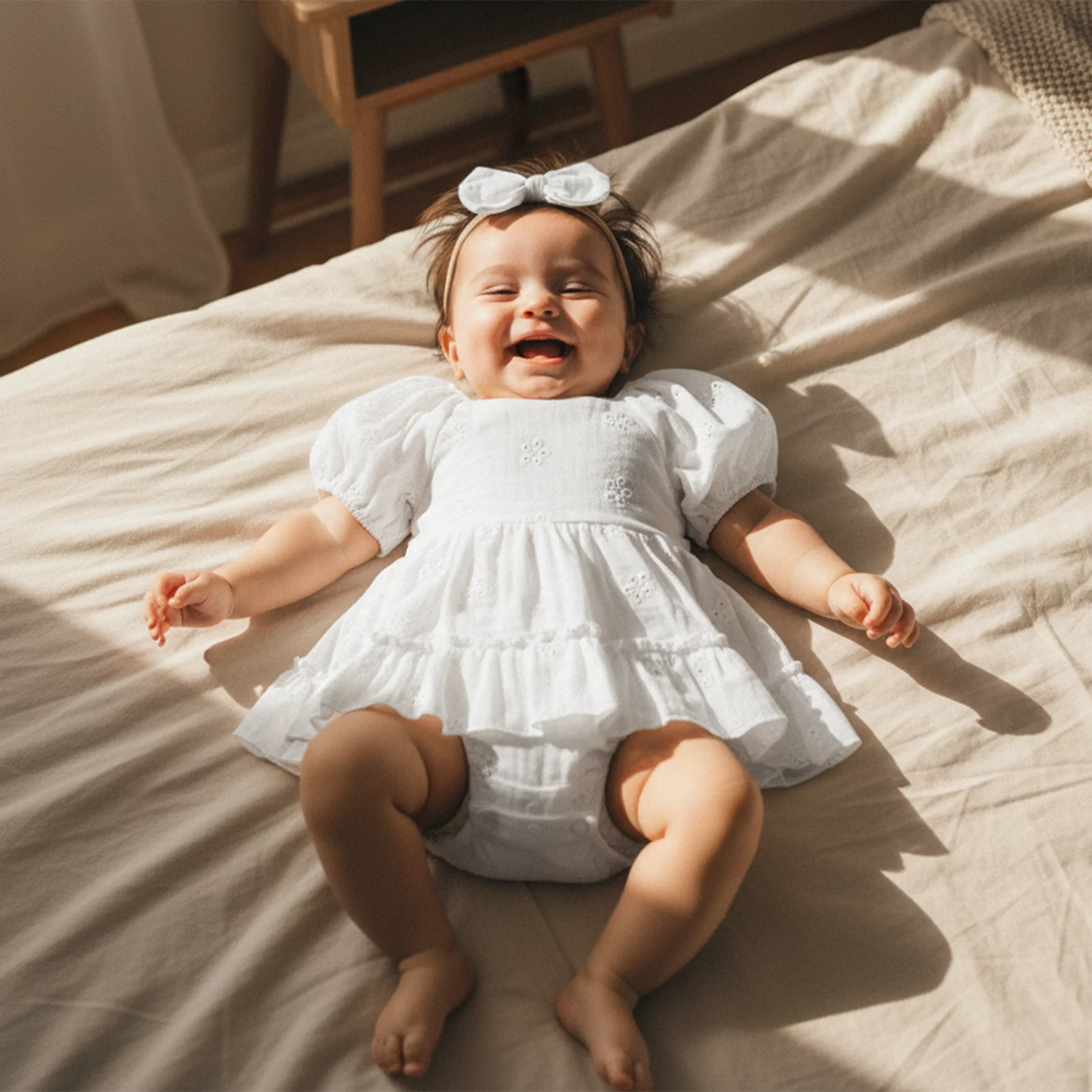 Blotona طفلة الصيف 2 قطعة وتتسابق زهرة مطرزة العيينة تكدرت هيم قصيرة الأكمام رومبير فستان و القوس مجموعة عصابات رأس