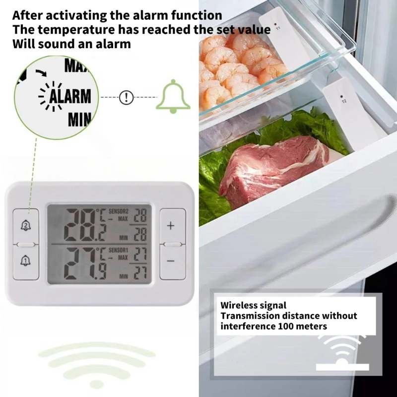 ipiip Clear Display Electronic Thermometers with Warning Function for Food Preservation