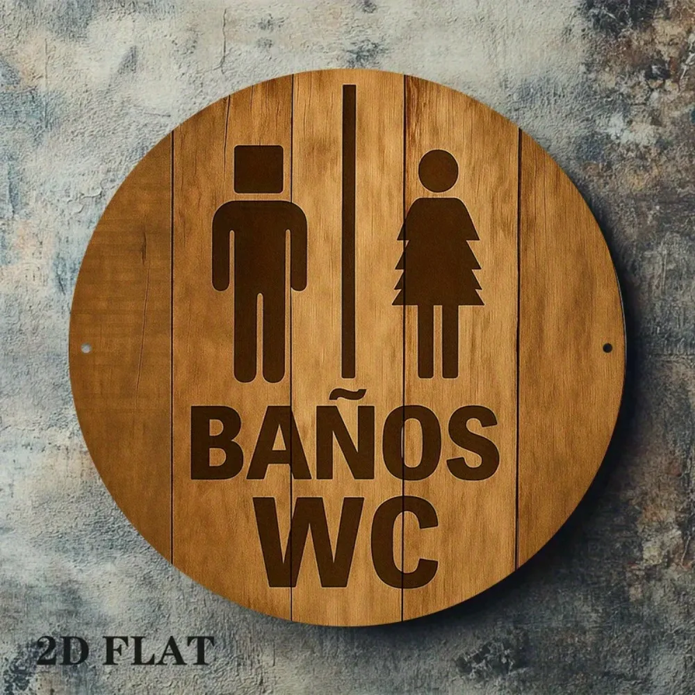 CIFBUY Retro Bathroom Sign Aluminum Wall Art 8x8 Inch Weatherproof Metal Sign for Bar Cafe Restaurant Office