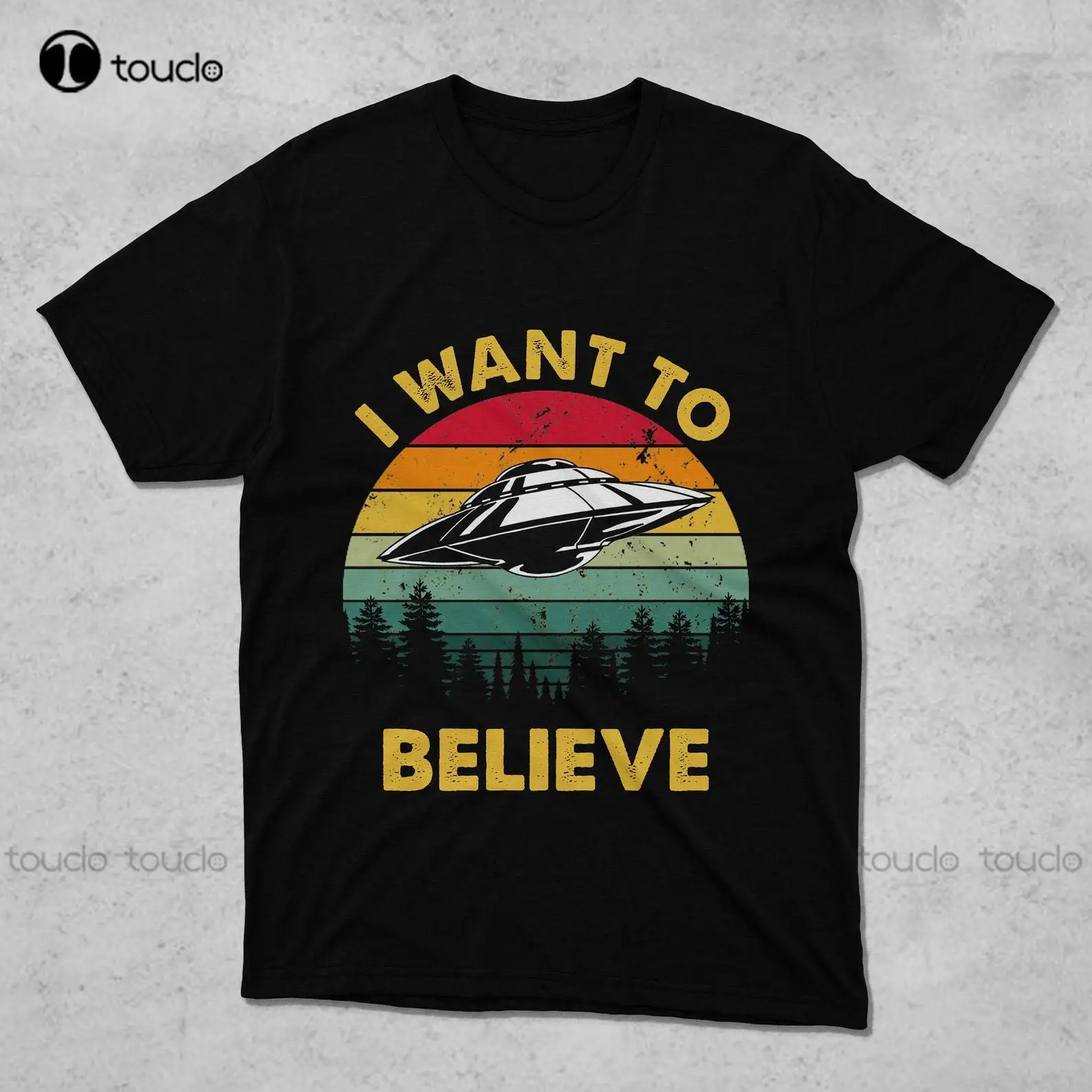 I Want To Believe T-Shirt Retro Movie X-Files T-Shirt Vintage Shirt Crewneck Digital Printing Tee Shirts Christmas Gift Xs-5Xl