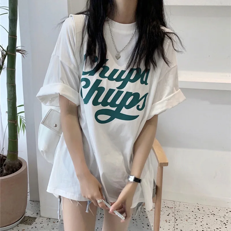 Brief Gedrukt Oversized T-shirts Vrouwelijke Korte Mouw T-shirts Vrouwen Zomer Harajuku Streetwear Koreaanse Fashion Casual Losse Tees