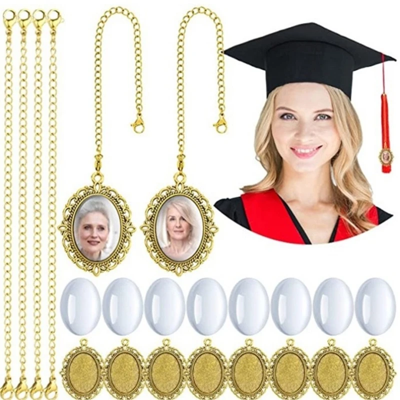 1 Set DIY Graduation Season Photo Tray Pendant Graduation Hat Tassels Photo Charm Delicate Graduation Season Photo Tray Pendant