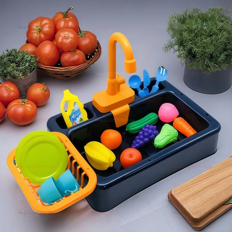 ของเล่นเด็กเล็ก ชุดครัวล้างจาน ของเล่นน้ำหมุนเวียน ไฟฟ้า ของเล่นบทบาทสมมติ ทำครัว ซิงค์ล้างจาน ของเล่นเสริมพัฒนาการ