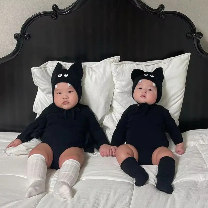 

Toddler Halloween Romper Black Suit Infant Toddler Kids Boys Clothes Newborn Baby Clothes Bat Shirt And Pants With Hat 3 Pcs