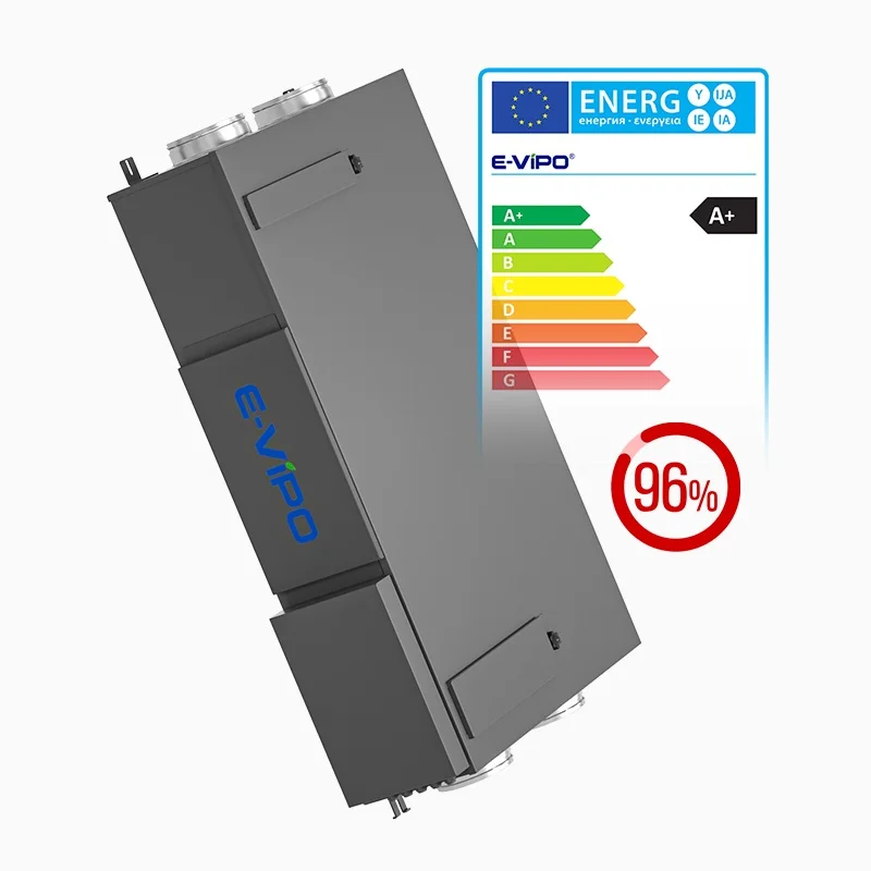 Double Flow VMC 96% High Efficiency  Heat Energy Recovery Bypass Auto Apartment ERV  HAVC Ventilation System