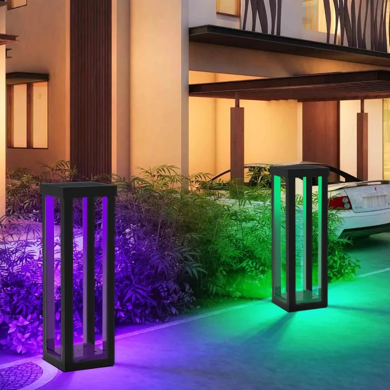 

Solar Patio Floor Lamp Outdoor, 2 Pack RGB Color Changing Landscape Path Lights Garden Decorations Waterproof 12H Endurance Cord