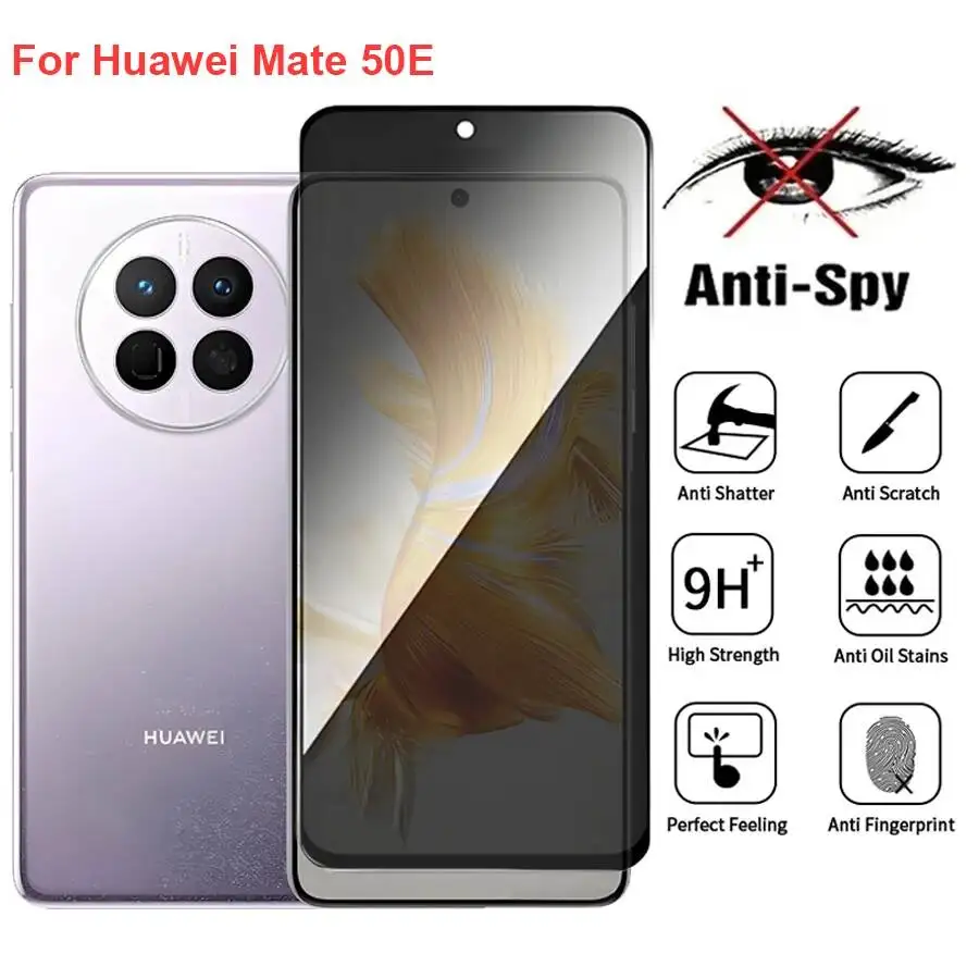 

Mate 50E Anti Spy Privacy Tempered Glass Protector Compatible For Huawei Mate50e Full Cover Screen Phone Film