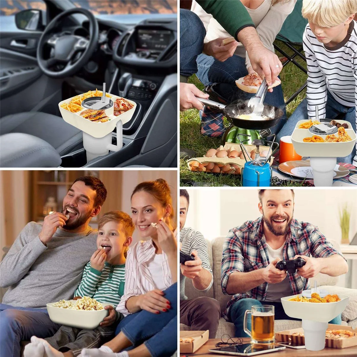 وعاء الوجبات الخفيفة A88M لكوب ستانلي مع غطاء، حلقة الوجبات الخفيفة القابلة لإعادة الاستخدام ل بهلوان 40 أونصة بمقبض، صينية الوجبات الخفيفة لكوب ستانلي