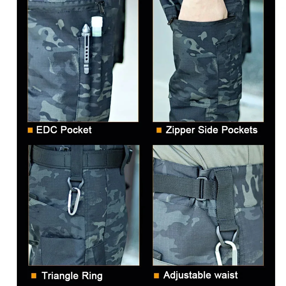Pantalones militares para hombre, pantalón táctico grande con múltiples bolsillos, resistente al agua, entrenamiento de combate del Ejército,