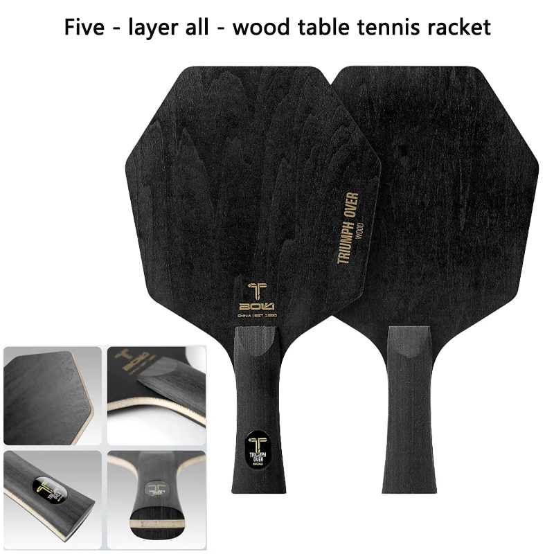 

New Hexagon 5Ply Table Tennis Paddle Pure Wood Professional FL Long Handle Larger Hitting Area for Tranning Offensive Ping Pong