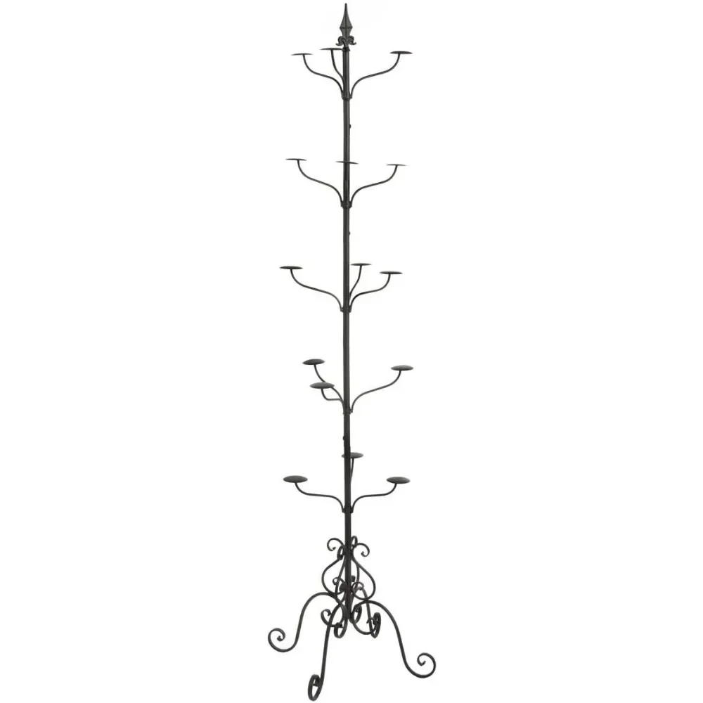 Forged iron hat and coat rack, rotatable, with a total of 31 hooks, multi-layer, black, 20