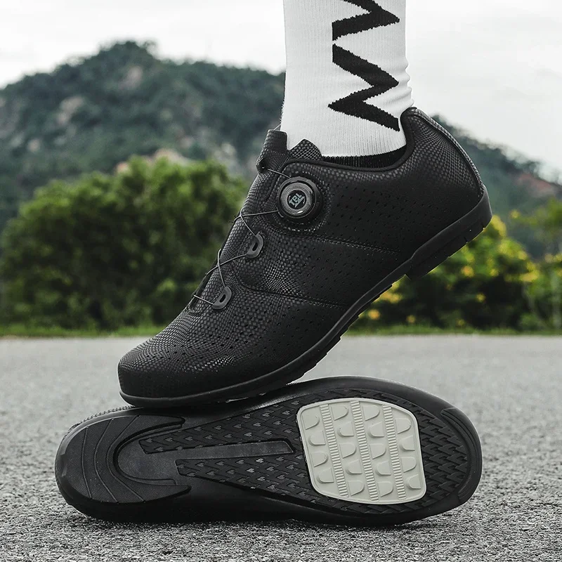 女性＆男性用通気性ラバーソールロードバイクシューズ - シンプルでスタイリッシュなスタイル、快適なソール、日常使いに滑り止め付き