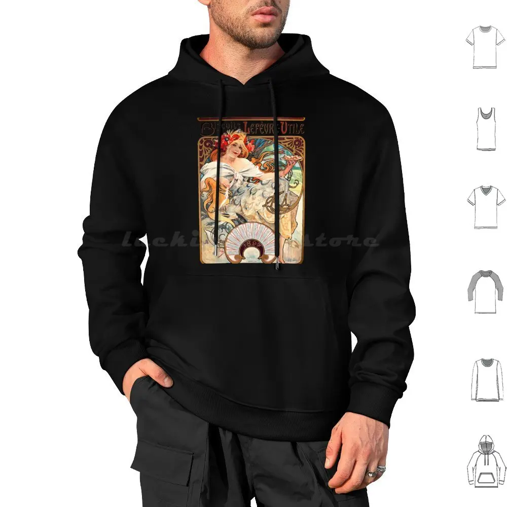 Biskuit Lefèvre-Utile Oleh Alphonse Mucha. Poster Art Nouveau Hoodies Lengan Panjang Alphonse Mucha Mucha Art Alphonse