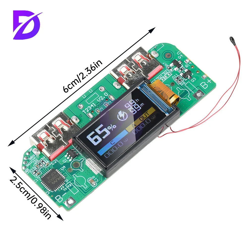 22.5W Fast Charging Module TFT Color Screen Digital Display Mobile Power 3.7V Ternary Lithium Battery Motherboard DIY Rechar