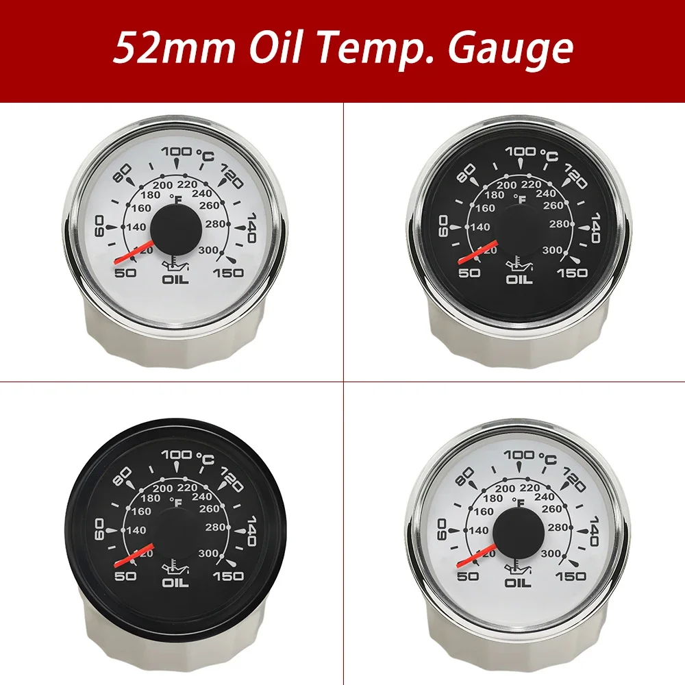 Marine 52mm Oil Temp Temperature Gauge Meter 50-150℃ Signal with 8 colors Backlight for Car Boat Yacht Universal 9-32V