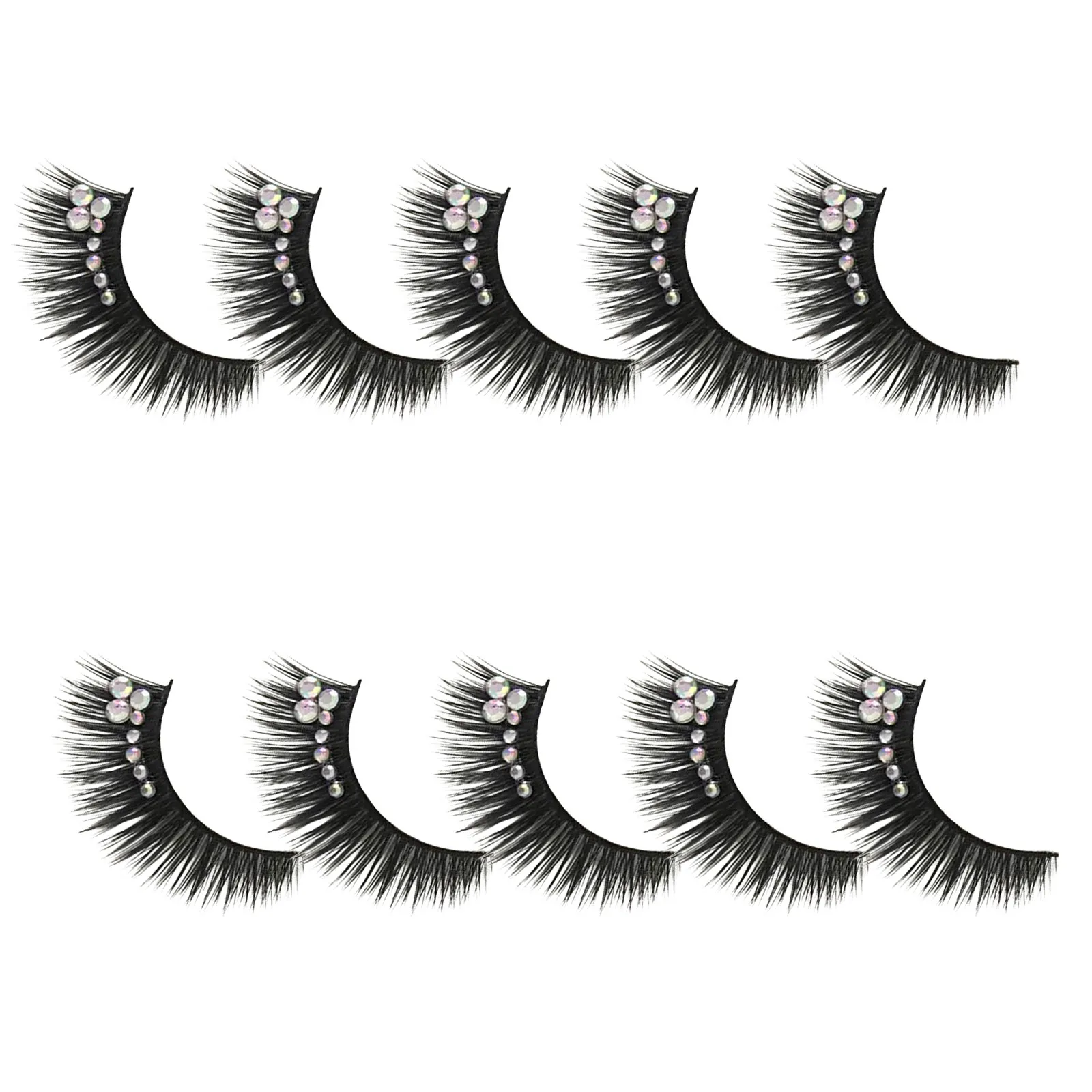 

5Pairs Gems Eyelash Extensions with Sparkling Rhinestones for Professional Makeup Daily Wear Night Out Performance False Lashes