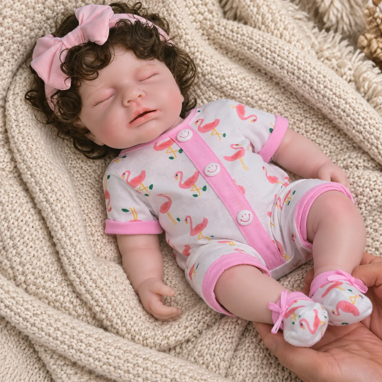 20Inch Full Body Solid Silicone Reborn Baby Doll Girl Hand‑Rooted Hair Handcrafted Lifelike Newborn Collectible Art Display Gift