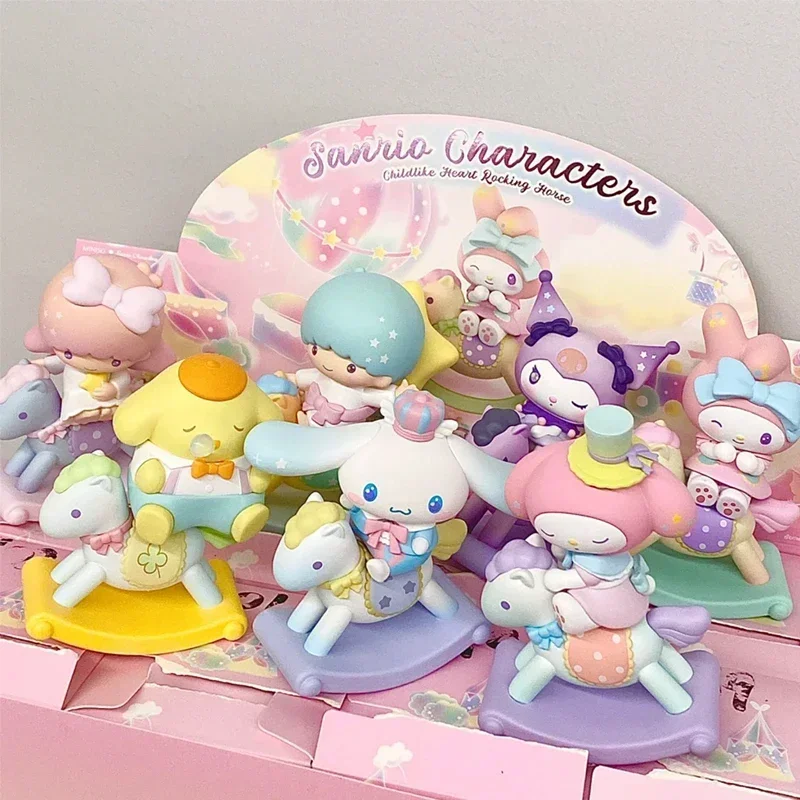 Sanrio Childishness Rocking Horse Series Blind Box Toys Melody Kuromi Pochacco Cinnamoroll Figurka akcji Tajemnicze prezenty