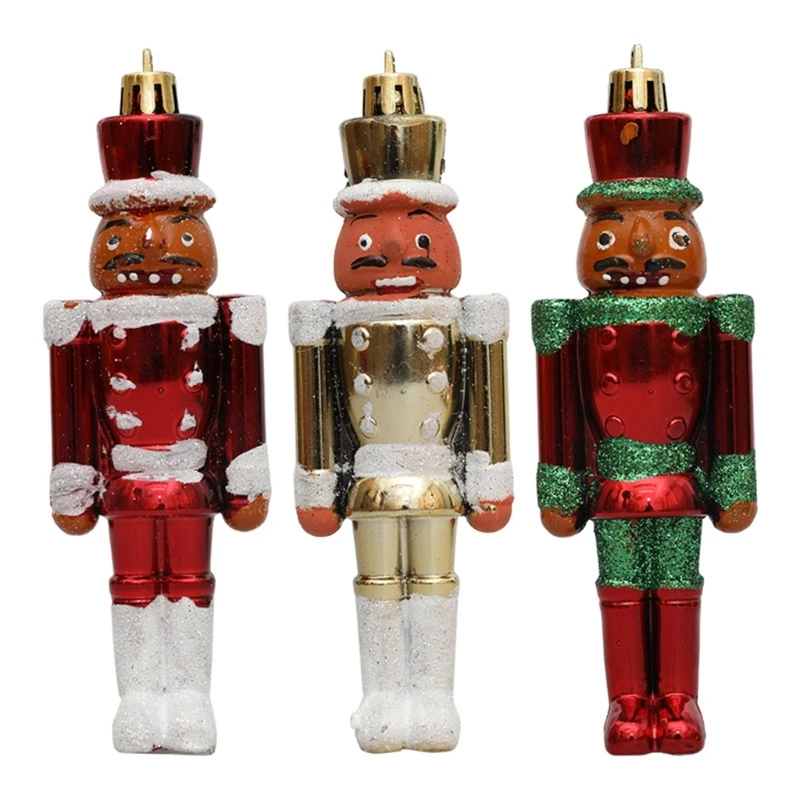 X6HD 3pcs Christmas Nutcrackers Traditional Soldier Puppet for Christmas Tree Decorations Kitchen Shelves and Tables