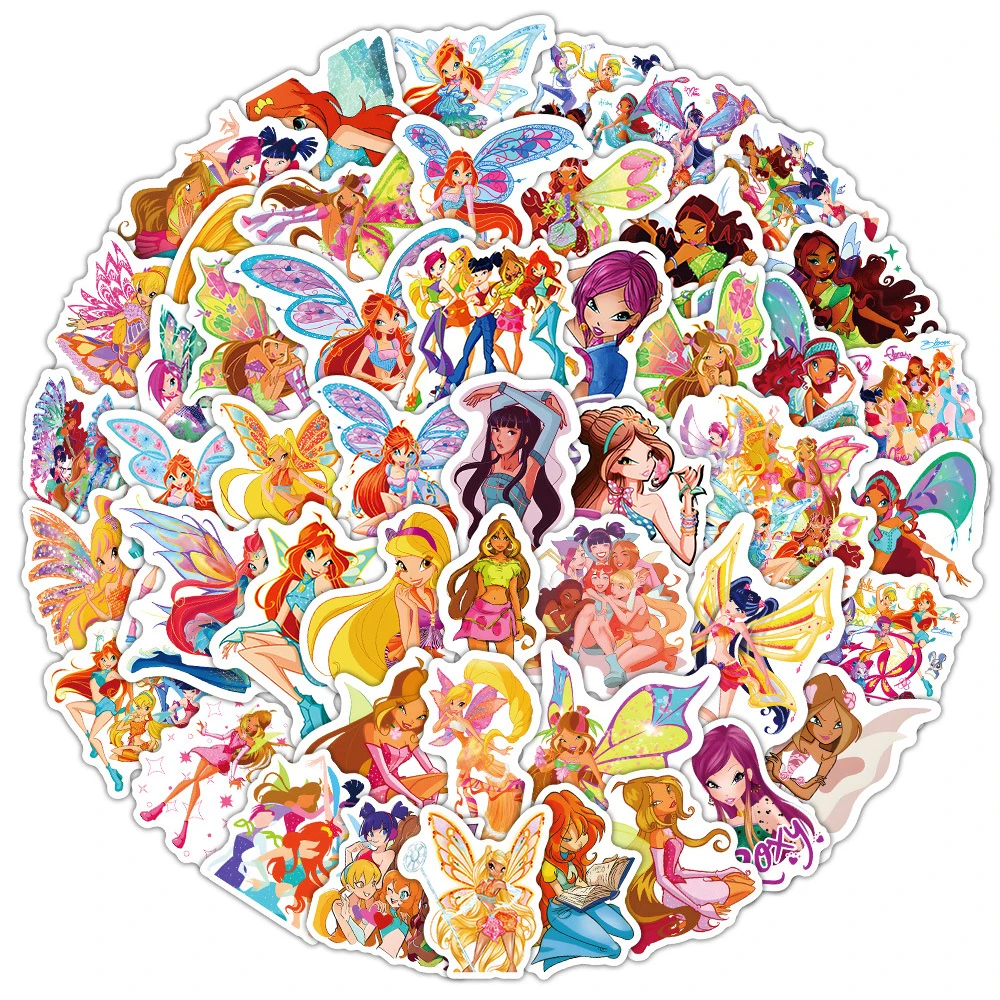 10/30/60pcs Disney Winx Club Cartoon Stickers Cute Anime Magic Girl Sticker telefono bottiglia d'acqua bagagli Graffiti decalcomanie giocattolo per bambini