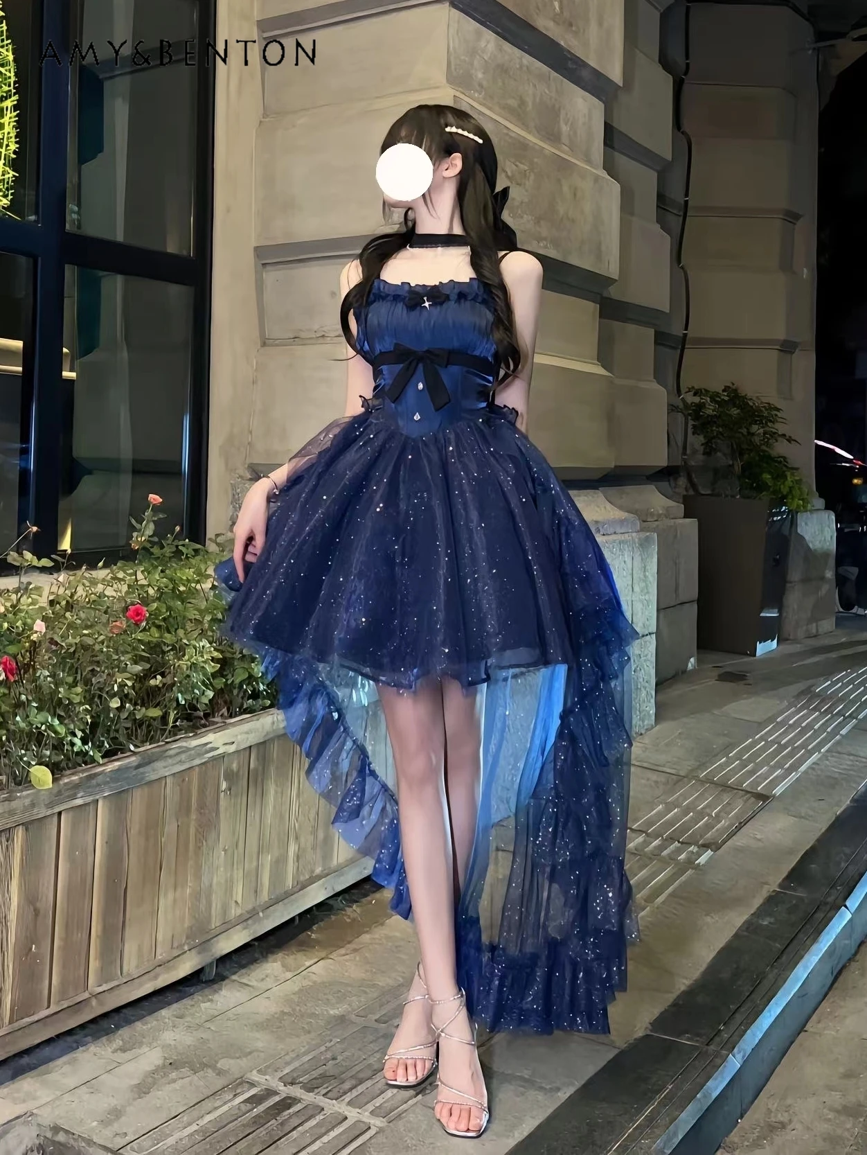 

Lolita Princess Ball Gown Dress Summer New Sweet Cute Strapless Bow Sleeveless Slim Mini Dress Elegant Birthday Dress for Women